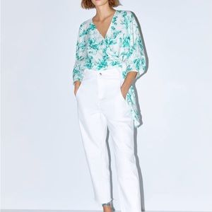 Zara wrap linen blouse